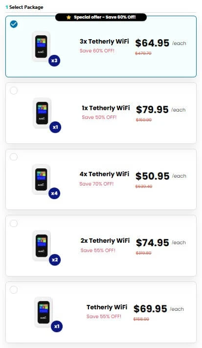 Tetherly WiFi sale